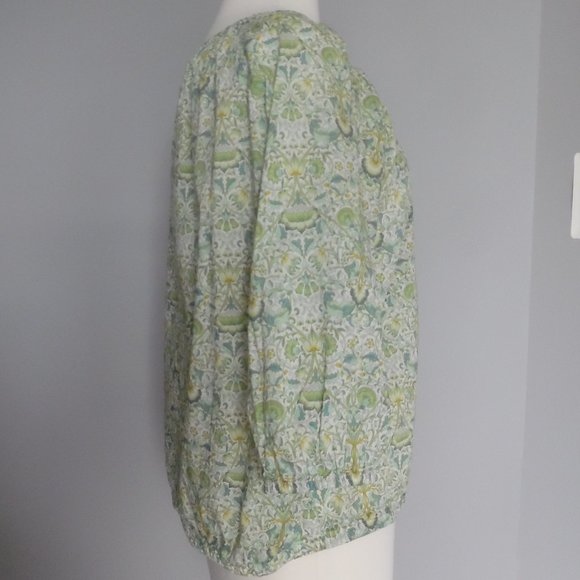 J. Crew Liberty London Peasant Lodden Paisley Cotton Casual Shirt Top Blouse XS - Picture 8 of 12